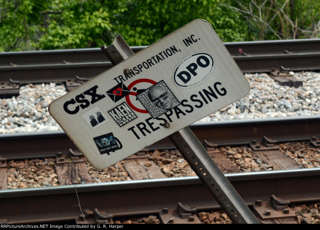 Stickers obscure the CSX message 